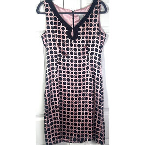 Vintage Y2K 90s I.C.E. brand cute dress 100% silk size 8 geo print sleeveless‎